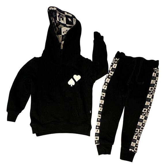 Bums and Roses Other - Bums & Roses‎ What the Spade 2pc Bamboo Pants Outfit 3T Black Hooded Jogger